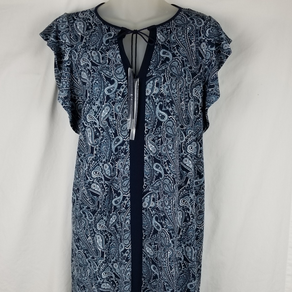 Michael Kors Med Sleeveless Blue White Paisley